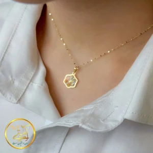آویز گردنبند طلا مدل برف تراش سواروسکی