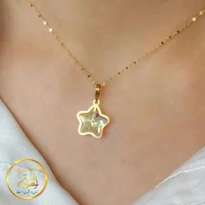آویز گردنبند طلا مدل ستاره تراش سواروسکی