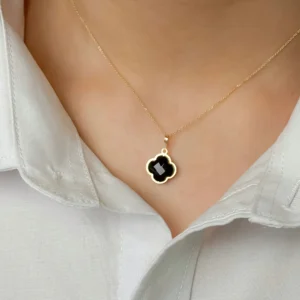 آویز گردنبند طلا مدل ونکلیف مشکی سواروسکی